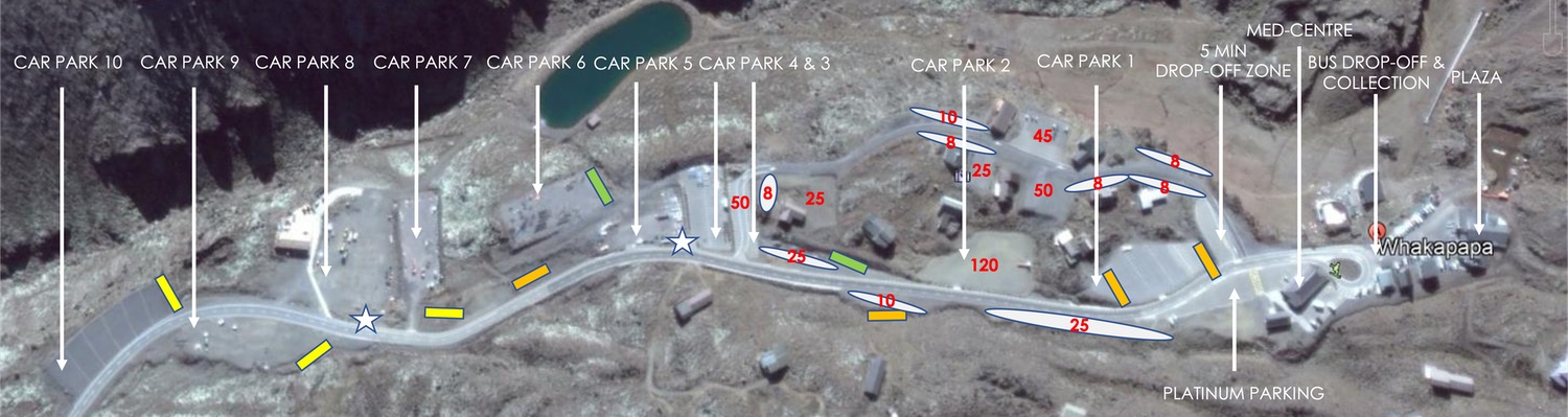 Overnight parking spaces at Whakapapa